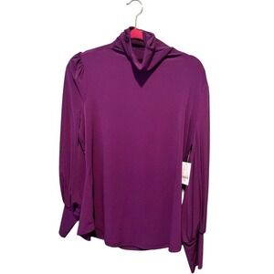NY and Company Blouse Top Women's Size L Purple Long Sleeve Turtle Neck Pullover